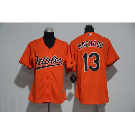 Women's Baltimore Orioles #13 Manny Machado Majestic Orange Alternate Cool Base Player Stitched MLB Jersey