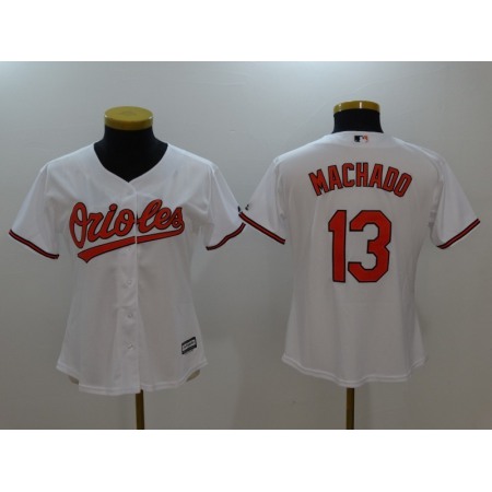 Women's Baltimore Orioles #13 Manny Machado White Cool Base Stitched Jersey