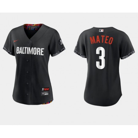 Women's Baltimore Orioles #3 Jorge Mateo Black 2023 City Connect Stitched Baseball Jersey(Run Small)