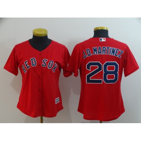 Women's Boston Red Sox #28 J.D. Martinez Majestic Scarlet Cool Base Player Stitched MLB Jersey