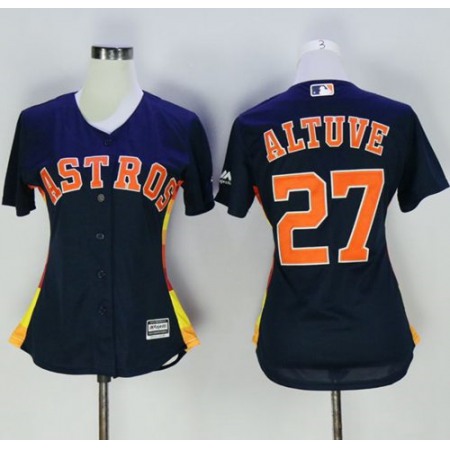 Astros #27 Jose Altuve Navy Blue Women's Alternate Stitched MLB Jersey