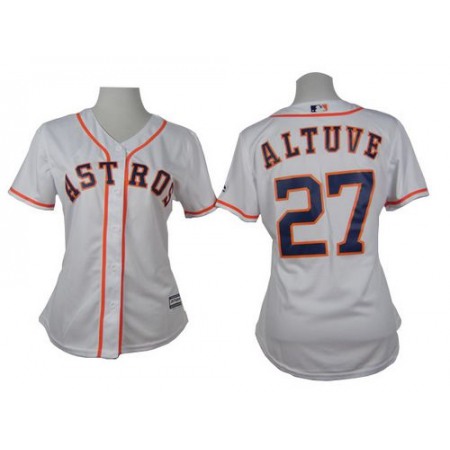 Astros #27 Jose Altuve White Home Women's Stitched MLB Jersey