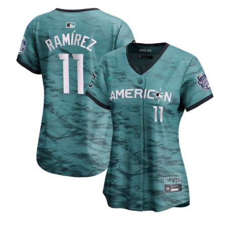 Women's Cleveland Guardians #11 Jose Ramirez Teal 2023 All-star Stitched Baseball Jersey(Run Small)