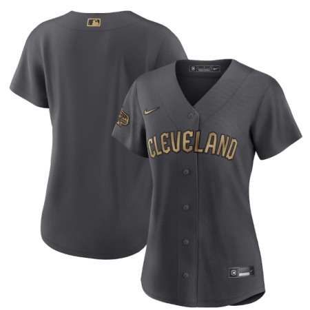 Women's Cleveland Guardians Blank 2022 All-Star Charcoal Stitched Baseball Jersey(Run Small)