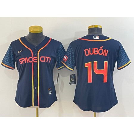 Women's Houston Astros #14 Mauricio Dubon 2022 Navy City Connect Stitched Jersey(Run Small)