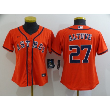 Women's Houston Astros #27 Jose Altuve 2020 Orange Cool Base Stitched MLB Jersey(Run Small)