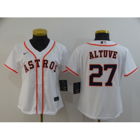 Women's Houston Astros #27 Jose Altuve 2020 White Cool Base Stitched MLB Jersey(Run Small)