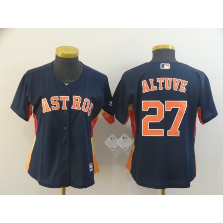 Women's Houston Astros #27 Jose Altuve Navy Cool Base Stitched MLB Jersey(Run Small)