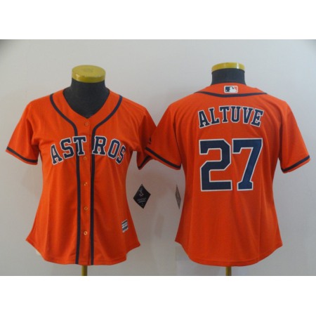 Women's Houston Astros #27 Jose Altuve Orange Cool Base Stitched MLB Jersey(Run Small)
