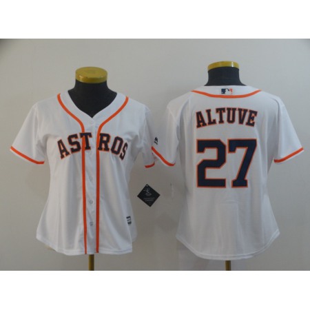 Women's Houston Astros #27 Jose Altuve White Cool Base Stitched MLB Jersey(Run Small)