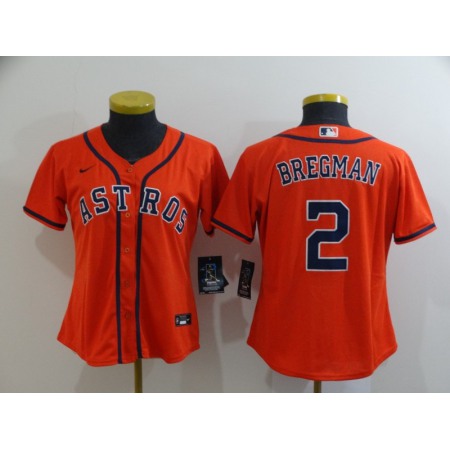 Women's Houston Astros #2 Alex Bregman 2020 Orange Cool Base Stitched MLB Jersey(Run Small)