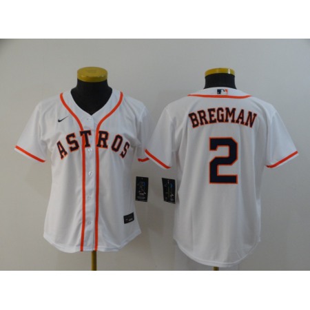 Women's Houston Astros #2 Alex Bregman 2020 White Cool Base Stitched MLB Jersey(Run Small)