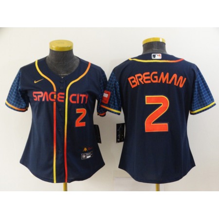 Women's Houston Astros #2 Alex Bregman 2022 Navy City Connect Stitched Jersey(Run Small)