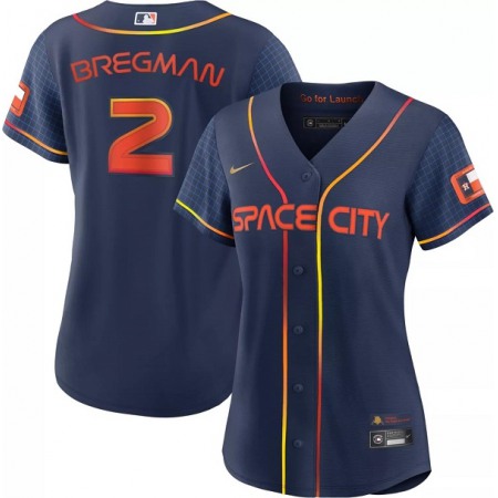 Women's Houston Astros #2 Alex Bregman 2022 Navy City Connect Stitched Jersey(Run Small)