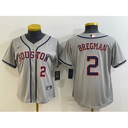 Women's Houston Astros #2 Alex Bregman Gray Cool Base Stitched Baseball Jersey(Run Small)