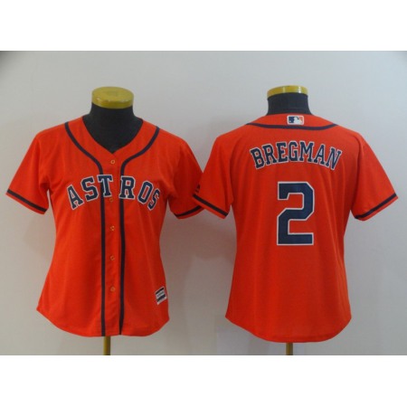 Women's Houston Astros #2 Alex Bregman Orange Cool Base Stitched MLB Jersey
