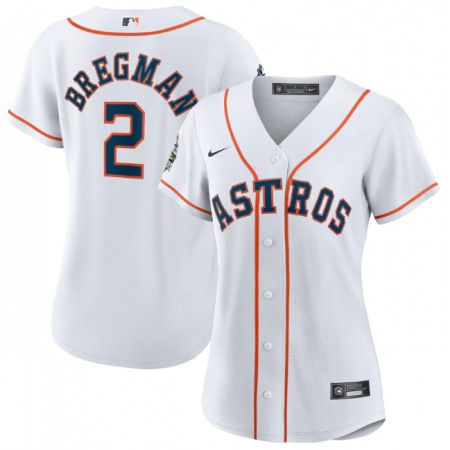 Women's Houston Astros #2 Alex Bregman White 2022 World Series Cool Base Stitched Baseball Jersey(Run Small)