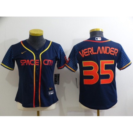Women's Houston Astros #35 Justin Verlander 2022 Navy City Connect Stitched Jersey(Run Small)