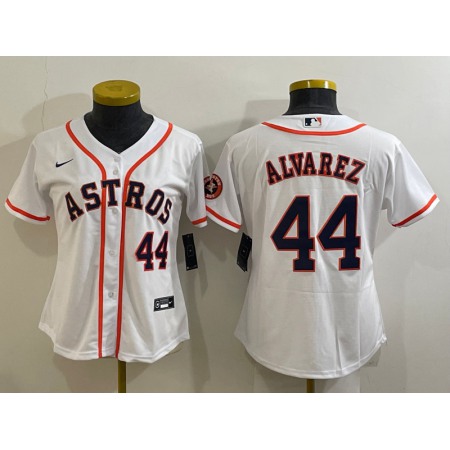 Women's Houston Astros #44 Yordan Alvarez White With Patch Cool Base Stitched Baseball Jersey(Run Small)