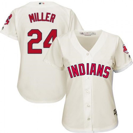 indians #24 Andrew Miller Cream Women's Alternate Stitched MLB Jersey