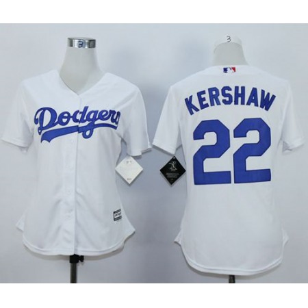 Dodgers #22 Clayton Kershaw White Women's Fashion Stitched MLB Jersey