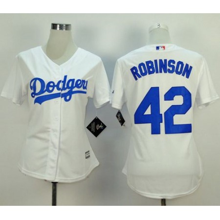 Dodgers #42 Jackie Robinson White Home Women's Stitched MLB Jersey