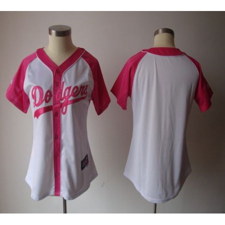 Dodgers Blank White/Pink Women's Splash Fashion Stitched MLB Jersey