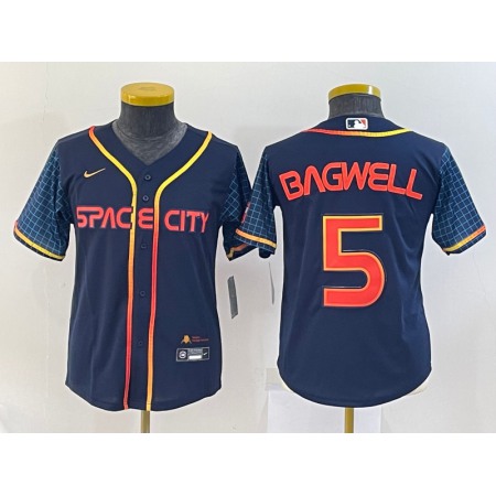 Women's Houston Astros #5 Jeff Bagwell 2022 Navy City Connect Stitched Jersey(Run Small)