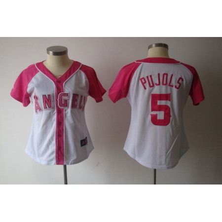 Women's Los Angeles Angels #5 Albert Pujols White Splash Fashion Stitched MLB Jersey