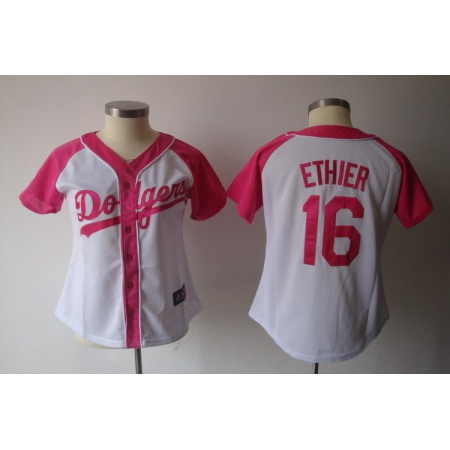 Women's Los Angeles Dodgers #16 Andre Ethier White Splash Fashion Stitched MLB Jersey