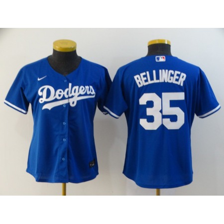 Women's Los Angeles Dodgers #35 Cody Bellinger Blue Cool Base Stitched MLB Jersey(Run Small)