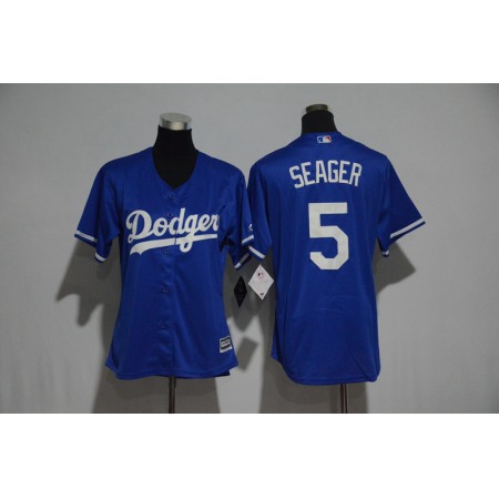 Women's Los Angeles Dodgers #5 Corey Seager Majestic Royal Cool Base Player Stitched MLB Jersey