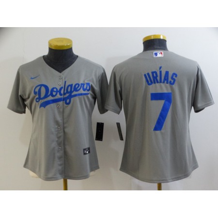 Women's Los Angeles Dodgers #7 Julio Urias Grey Cool Base Stitched Jersey(Run Small)