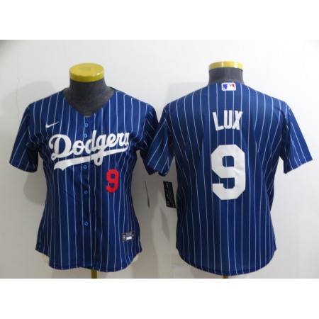Women's Los Angeles Dodgers #9 Gavin Lux Blue Stitched Baseball Jersey(Run Small)
