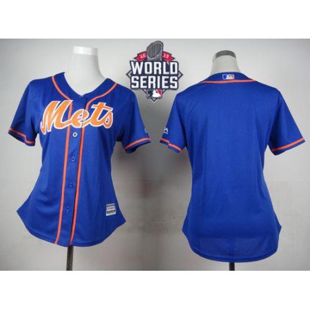 Mets Blank Blue Alternate W/2015 World Series Patch Women's Stitched MLB Jersey