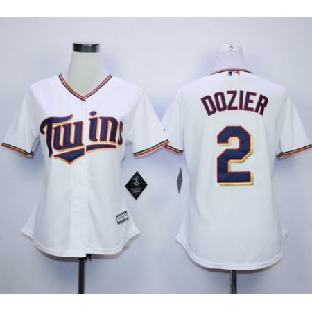 Twins #2 Brian Dozier White Home Women's Stitched MLB Jersey
