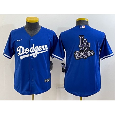 Women's Los Angeles Dodgers Royal Team Big Logo Stitched Jersey(Run Small)