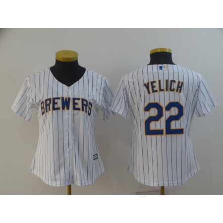 Women's Milwaukee Brewers #22 Christian Yelich "Yeli" White Cool Base Stitched MLB Jersey(Run Small)