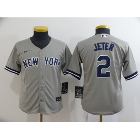 Women's New York Yankees #2 Derek Jeter Grey Cool Base Stitched MLB Jersey(Run Small)