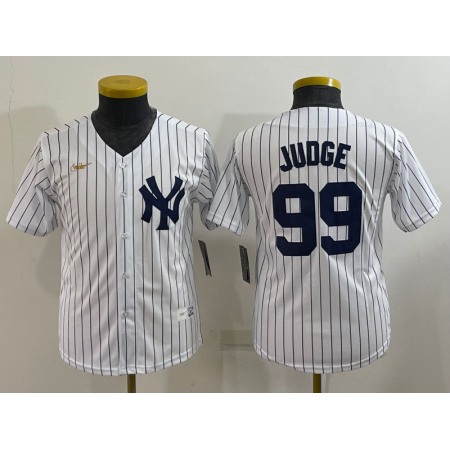 Women's New York Yankees #99 Aaron Judge White Stitched Baseball Jersey(Run Small)