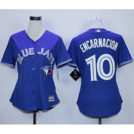 Blue Jays #10 Edwin Encarnacion Blue Alternate Women's Stitched MLB Jersey