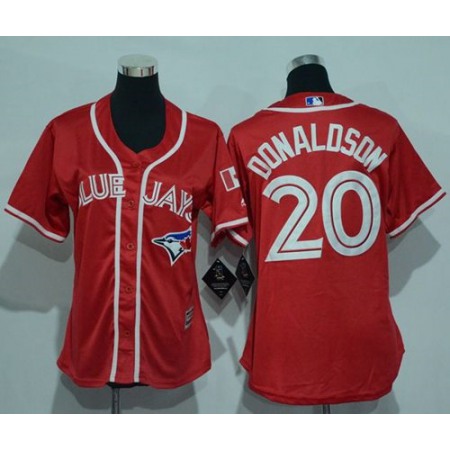 Blue Jays #20 Josh Donaldson Red Canada Day Women's Stitched MLB Jersey