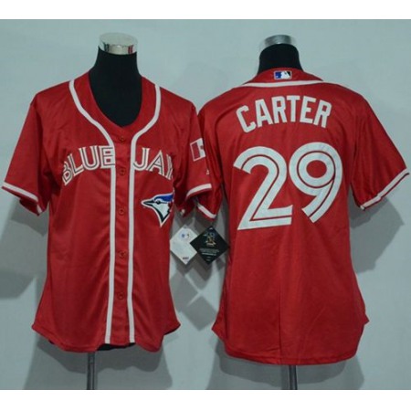 Blue Jays #29 Joe Carter Red Women's Canada Day Stitched MLB Jersey