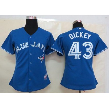 Blue Jays #43 R.A. Dickey Blue Women's Fashion Stitched MLB Jersey