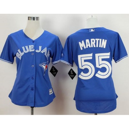 Blue Jays #55 Russell Martin Blue Alternate Women's Stitched MLB Jersey