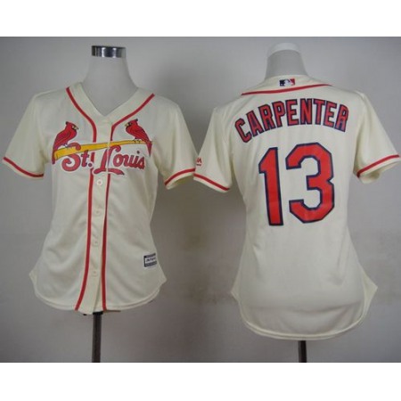 Cardinals #13 Matt Carpenter Cream Alternate Women's Stitched MLB Jersey