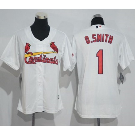 Cardinals #1 Ozzie Smith White Women's Home Stitched MLB Jersey