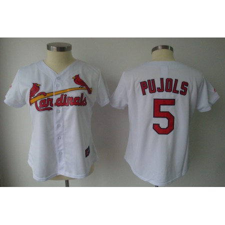 Cardinals #5 Albert Pujols White Women's Fashion Stitched MLB Jersey