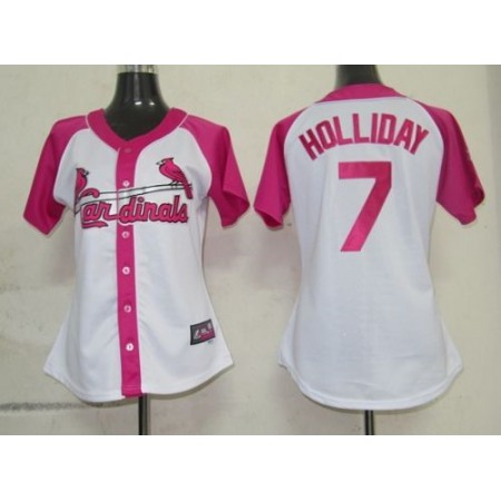 Cardinals #7 Matt Holliday White/Pink Women's Splash Fashion Stitched MLB Jersey