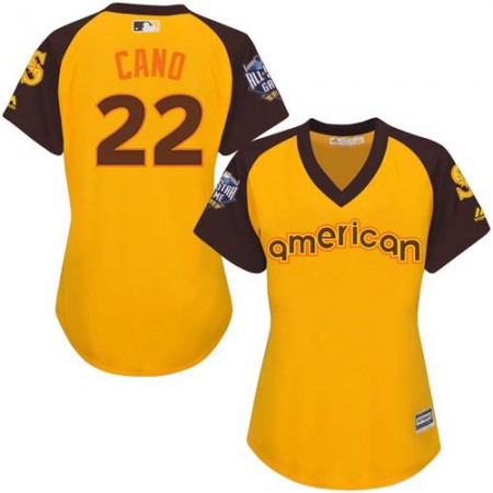 Mariners #22 Robinson Cano Gold 2016 All-Star American League Women's Stitched MLB Jersey